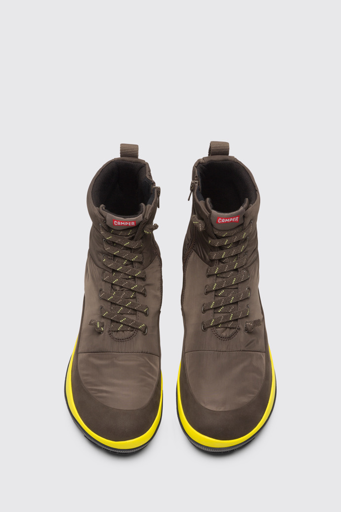 Overhead view of Peu Pista Brown Gray Ankle Boots for Men