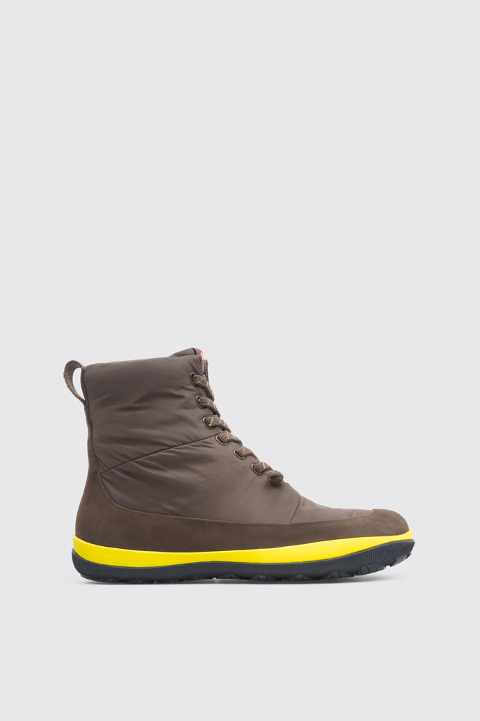 Side view of Peu Pista Brown Gray Ankle Boots for Men