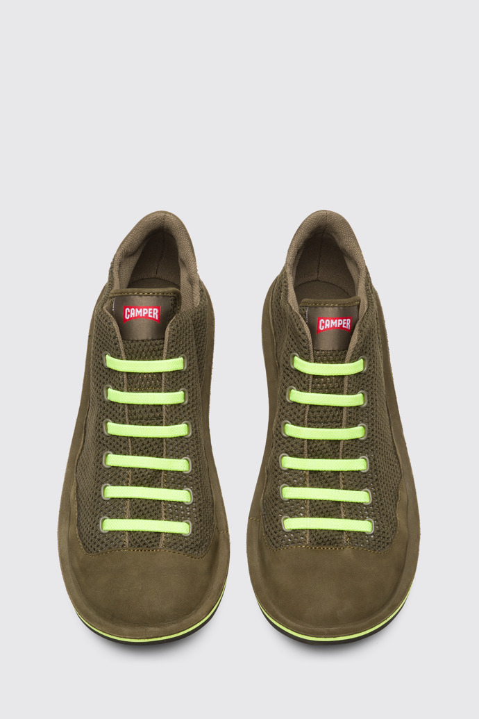 Overhead view of Beetle Men`s green sneakers