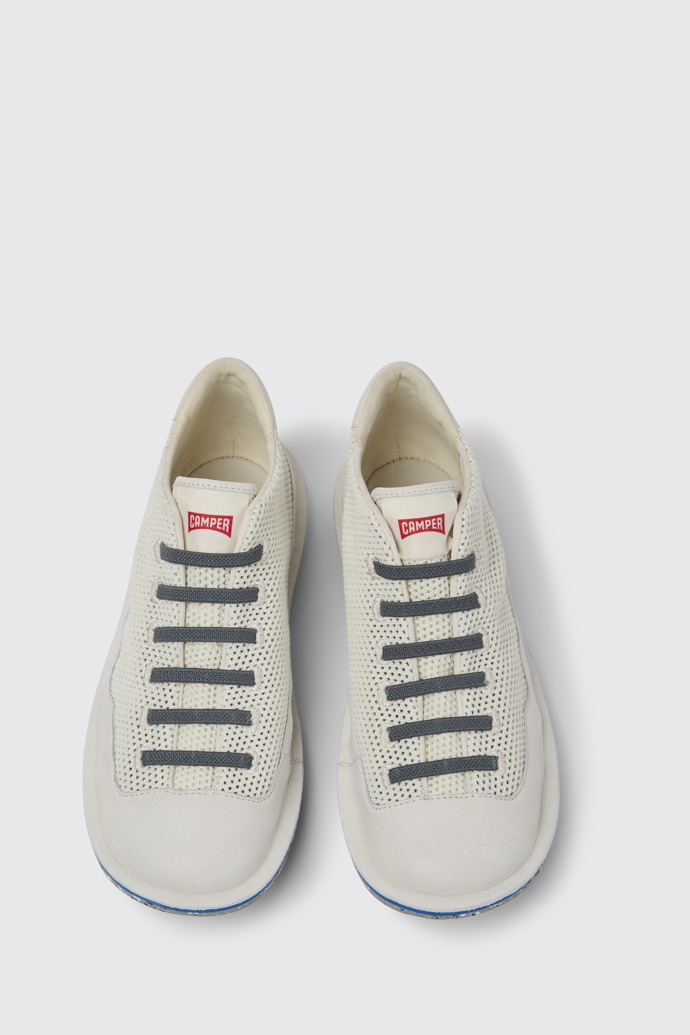 Overhead view of Beetle White non-dyed leather sneakers for men