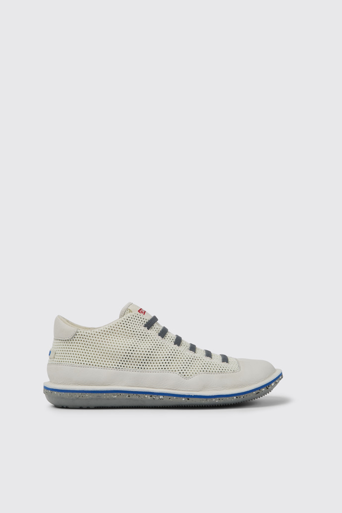 Side view of Beetle White non-dyed leather sneakers for men