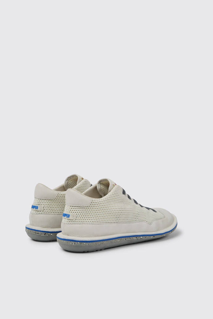 Back view of Beetle White non-dyed leather sneakers for men