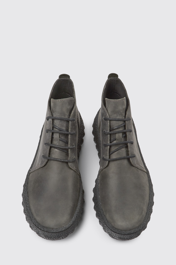 Overhead view of Ground Dark gray nubuck ankle boots for men