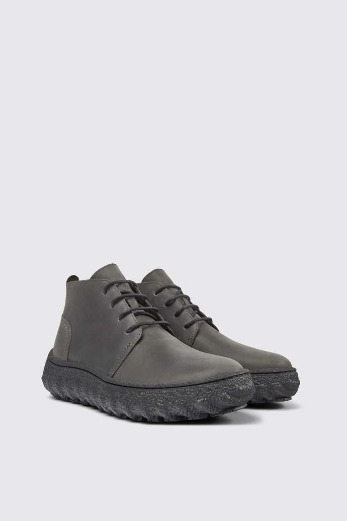 Front view of Ground Dark gray nubuck ankle boots for men