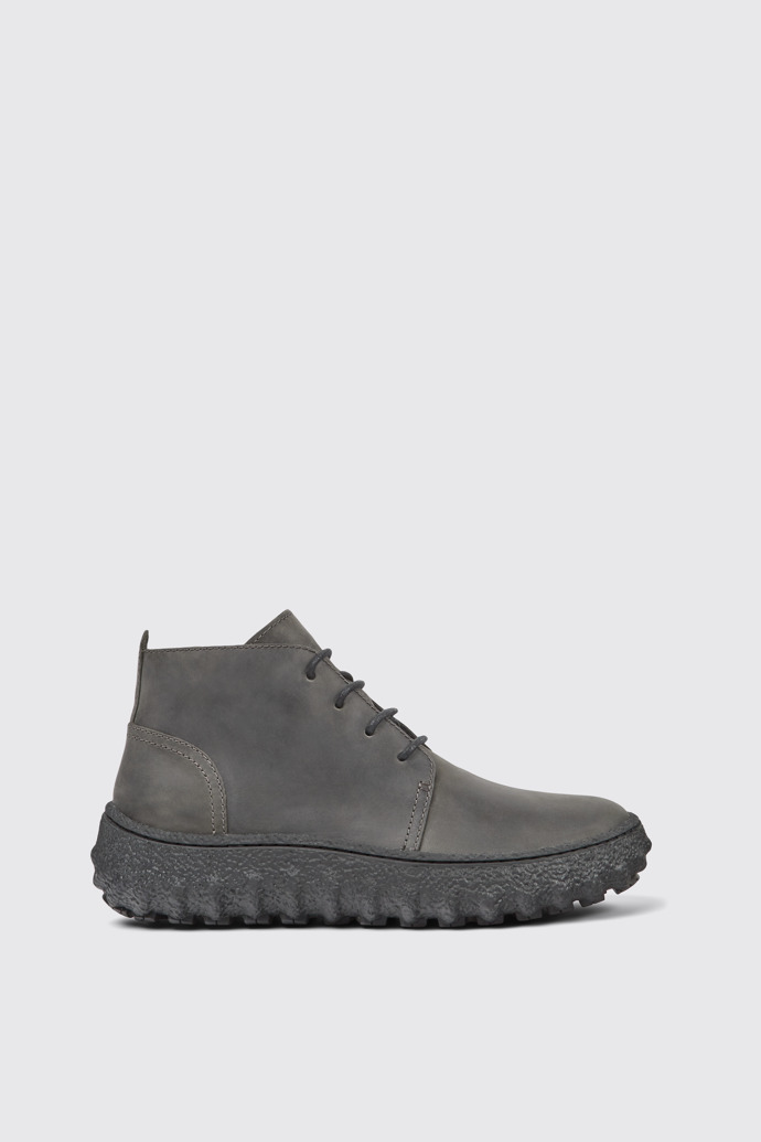 Side view of Ground Dark gray nubuck ankle boots for men