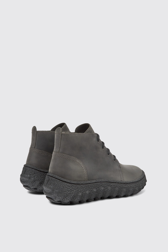 Back view of Ground Dark gray nubuck ankle boots for men