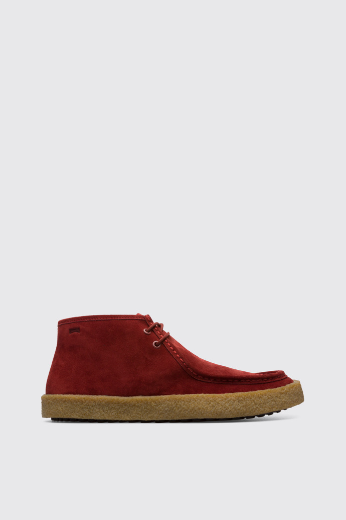 Side view of Bark Men's red ankle boot