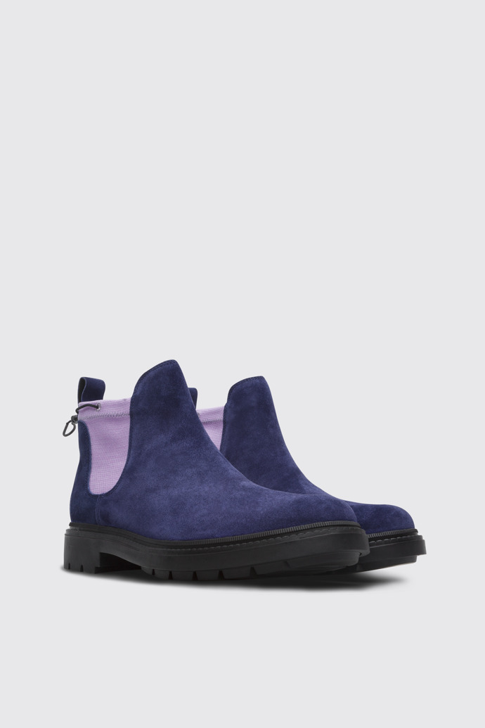 Front view of Pop Trading Company Men's blue ankle boot