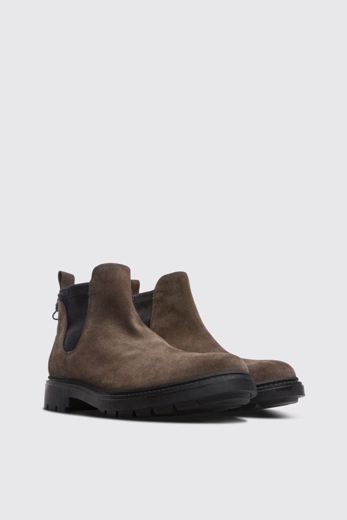 Front view of Pop Trading Company Men's grey ankle boot