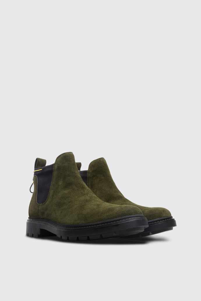Front view of Pop Trading Company Men's green ankle boot