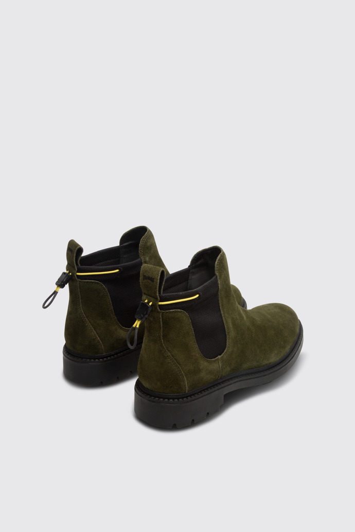 Back view of Pop Trading Company Men's green ankle boot