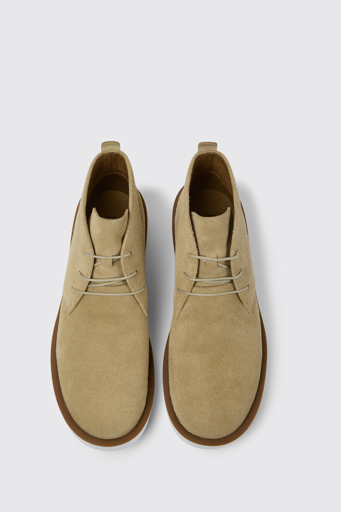 Overhead view of Wagon Beige nubuck men's shoes