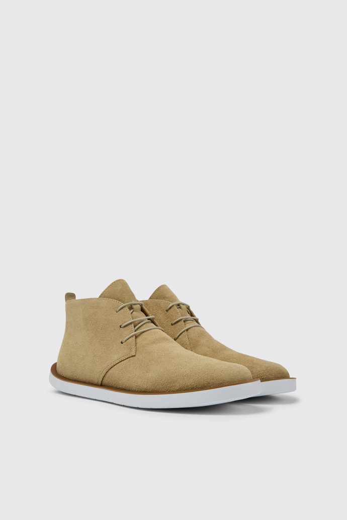 Front view of Wagon Beige nubuck men's shoes