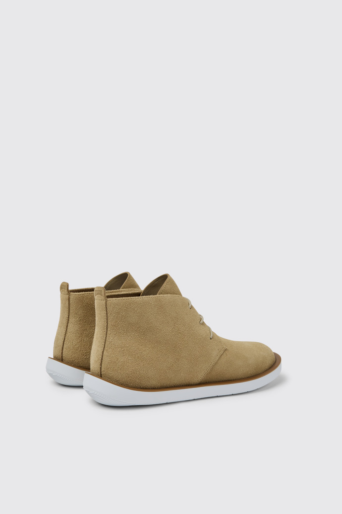 Back view of Wagon Beige nubuck men's shoes