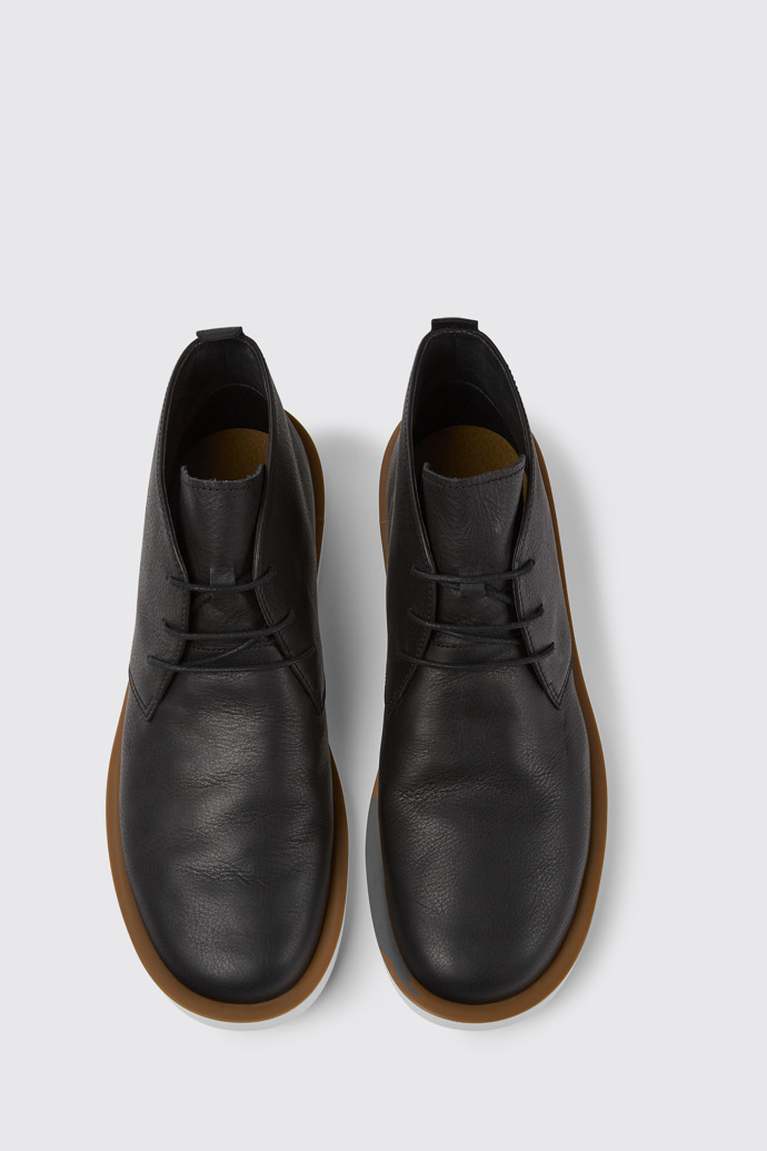 Overhead view of Wagon Black leather men's shoes