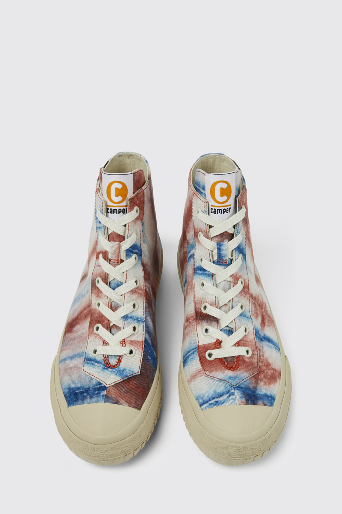 Overhead view of Camper x EFI Multicolored organic cotton sneakers for men