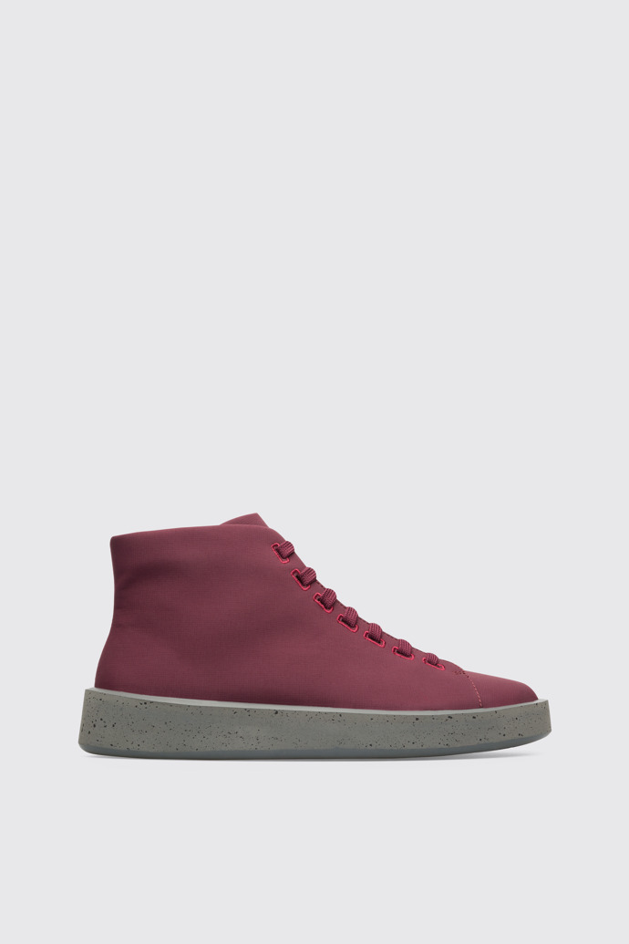 Side view of Courb Men's burgundy sneaker boot