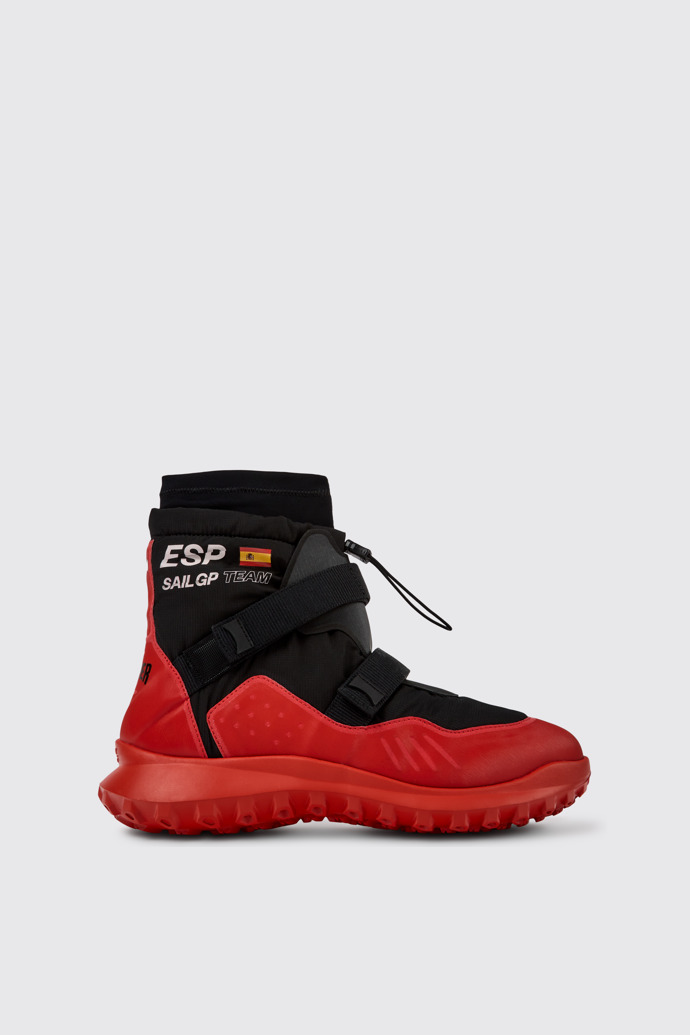 Side view of Camper x SailGP Black and red boots for men