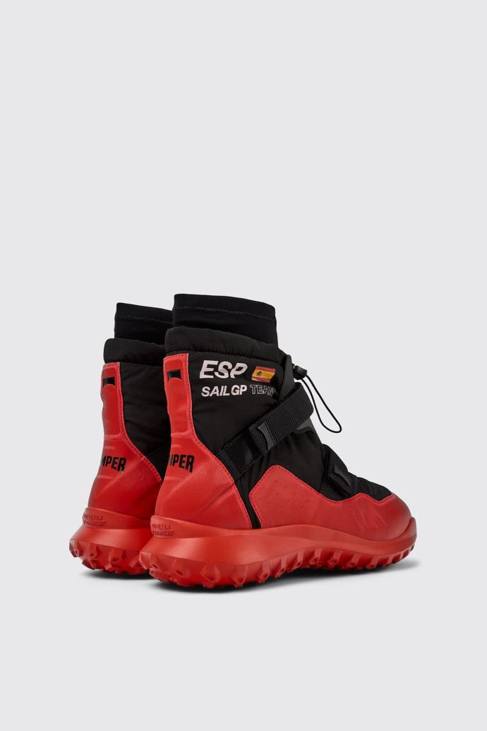 Back view of Camper x SailGP Black and red boots for men