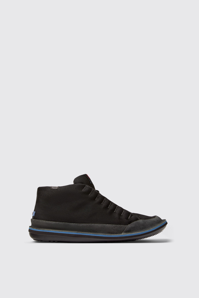 Image of Side view of Beetle Black Textile and Nubuck Ankle Boots for Men.