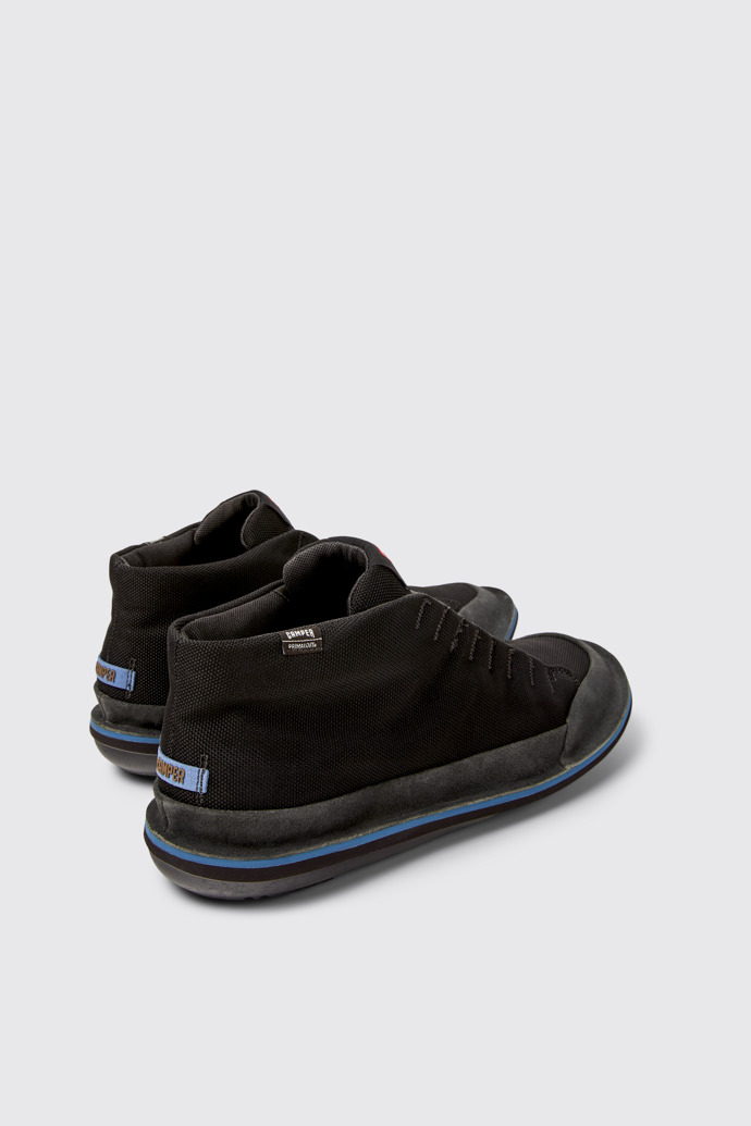 Back view of Beetle Black Textile and Nubuck Ankle Boots for Men.