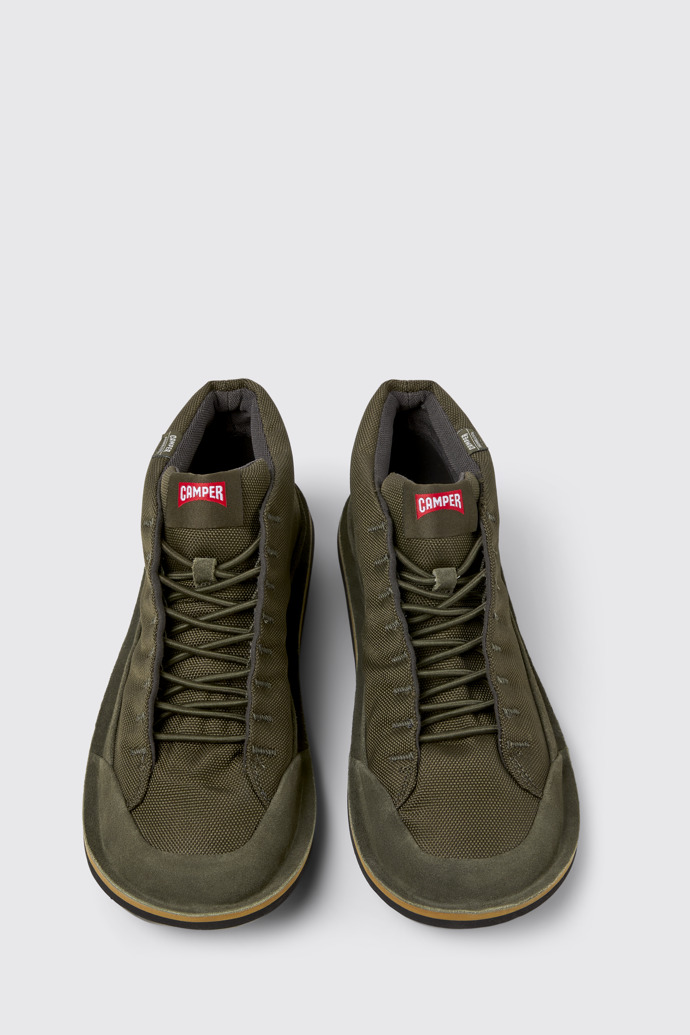 Overhead view of Beetle Green Textile and Nubuck Ankle Boots for Men.