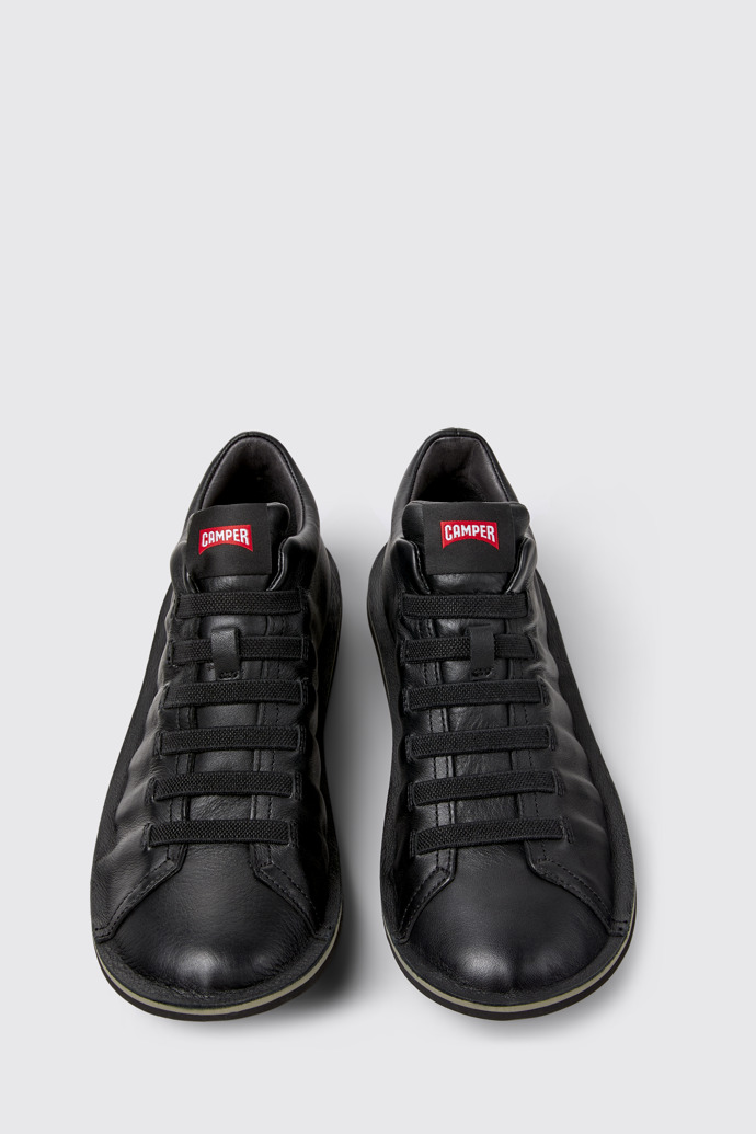 Overhead view of Beetle - HYDROSHIELD Black Leather Ankle Boots for Men.