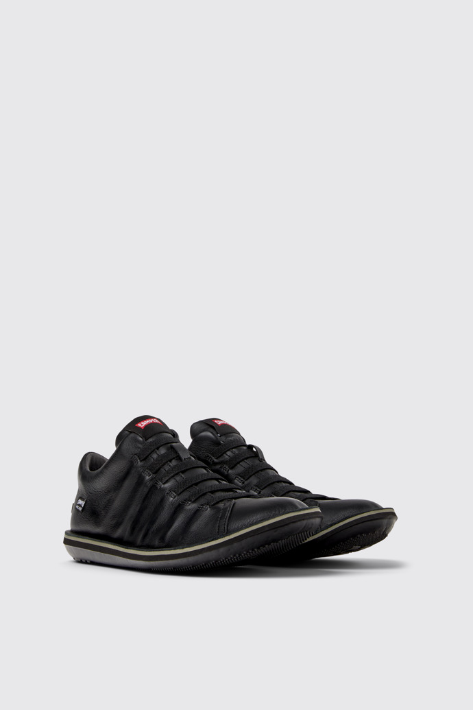 Front view of Beetle - HYDROSHIELD Black Leather Ankle Boots for Men.