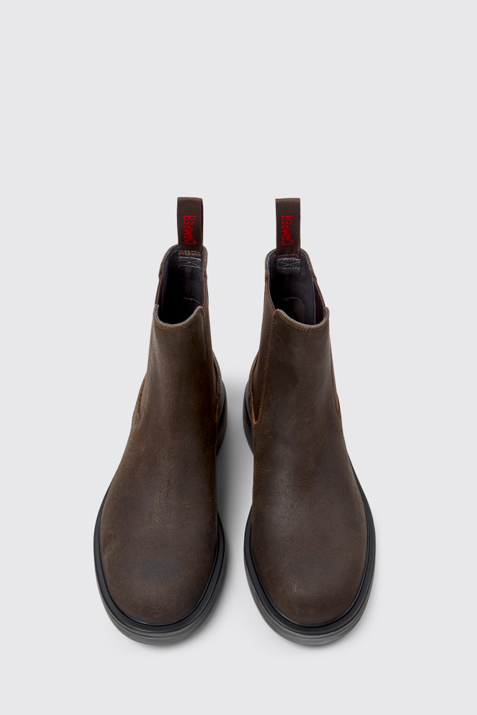Overhead view of Dean Brown Nubuck Ankle Boots for Men.