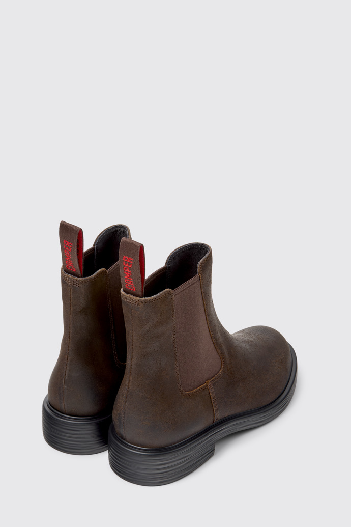 Back view of Dean Brown Nubuck Ankle Boots for Men.