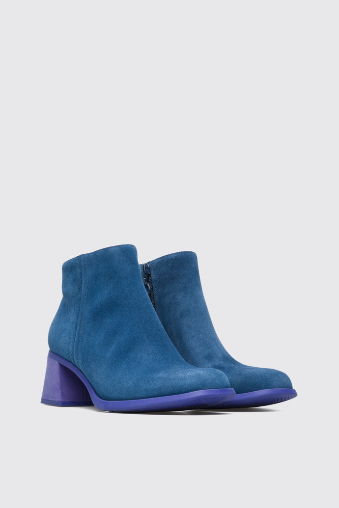 Front view of Karolina Blue Ankle Boots for Women
