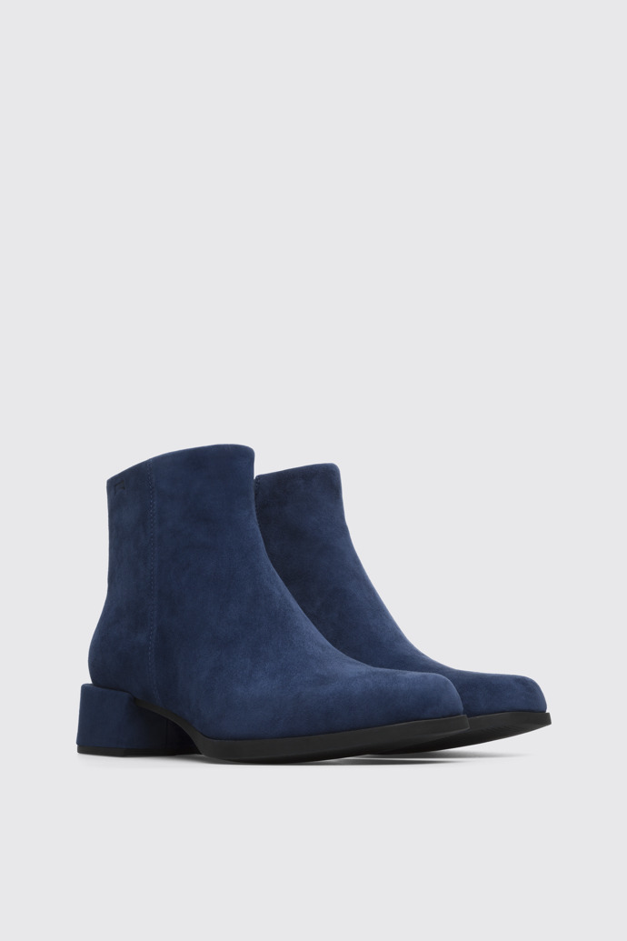 Front view of Kobo Blue Ankle Boots for Women