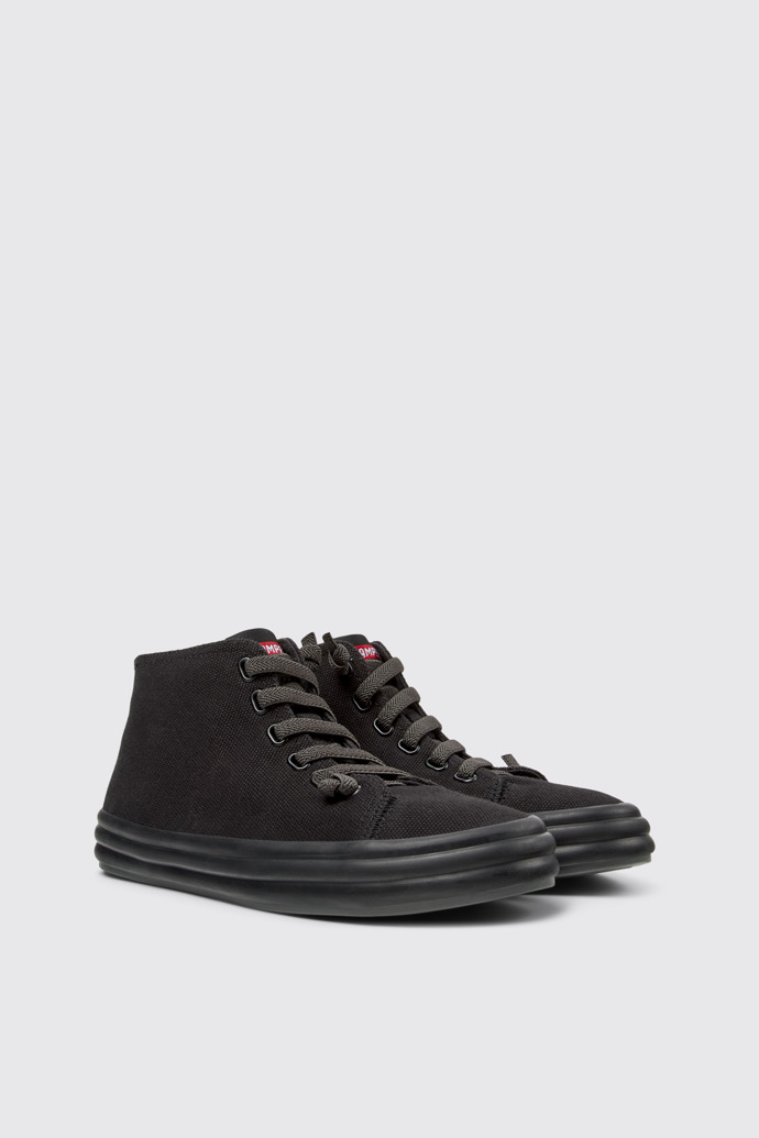 Front view of Hoops Black textile sneakers for women