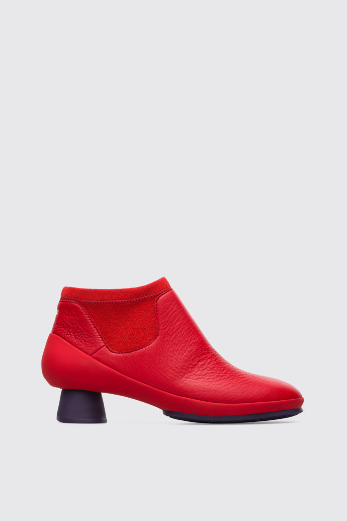 Side view of Alright Red Ankle Boots for Women