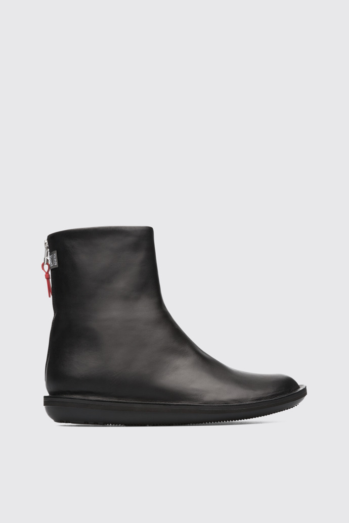 Side view of Beetle Black medium zip boots for women