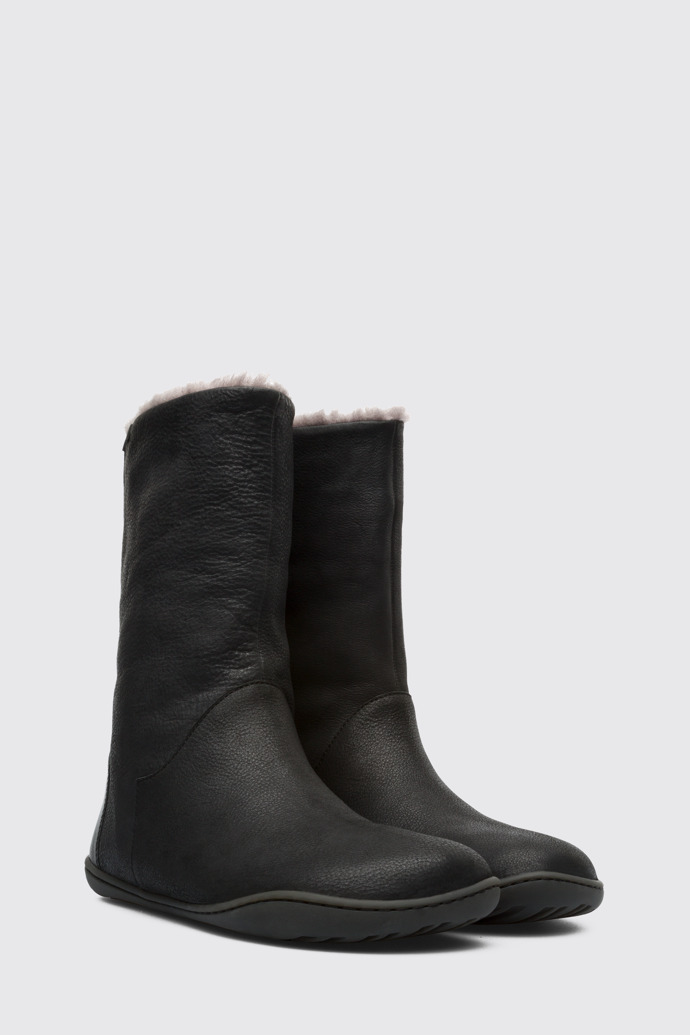 Front view of Peu Black Boots for Women