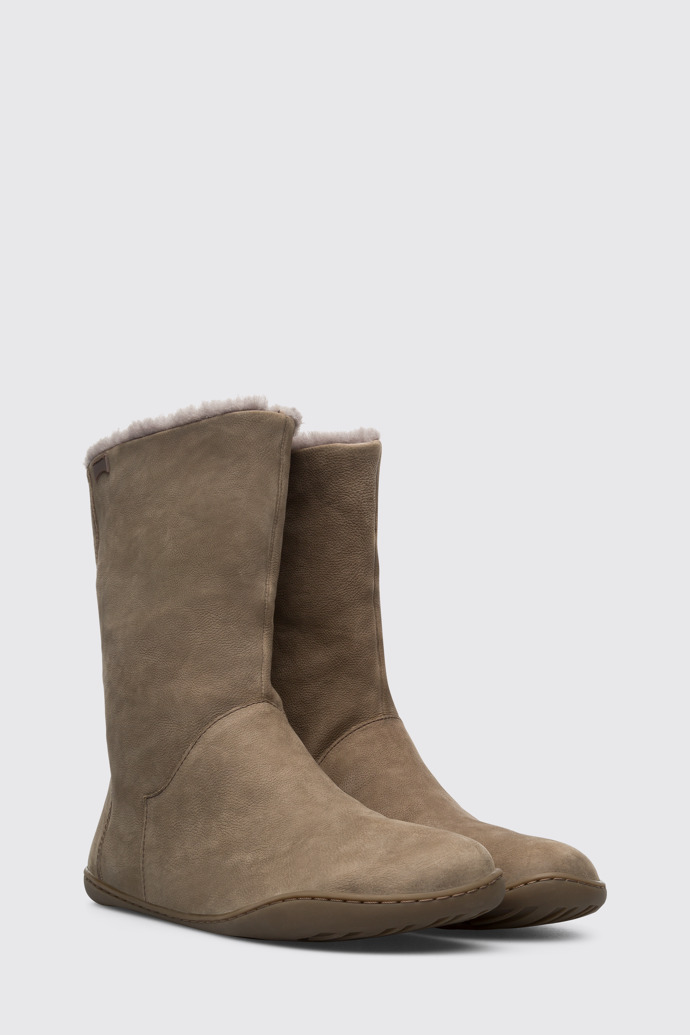 Front view of Peu Brown Gray Boots for Women