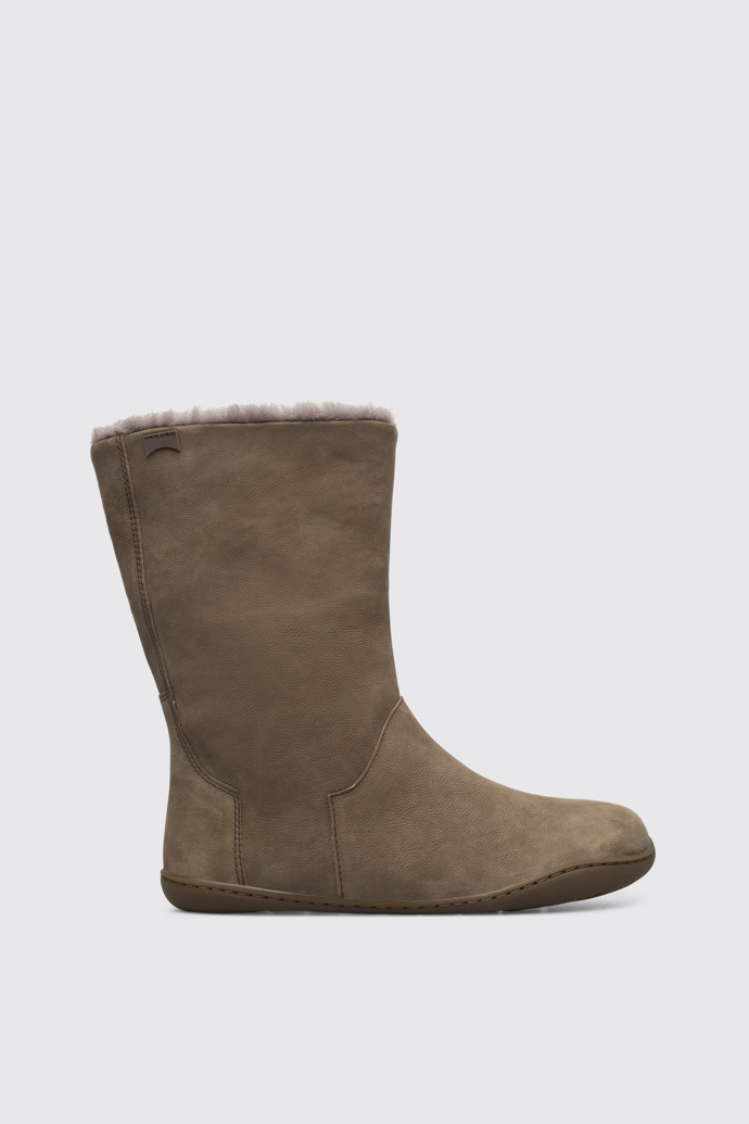 Side view of Peu Brown Gray Boots for Women