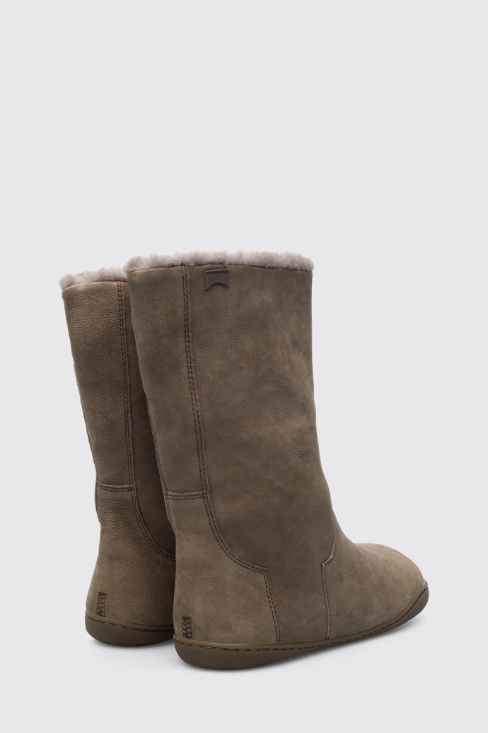 Back view of Peu Brown Gray Boots for Women