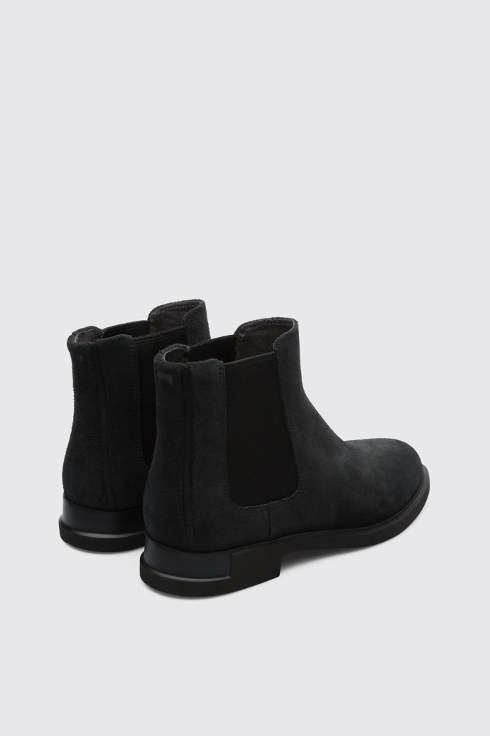 Back view of Iman Black Ankle Boots for Women