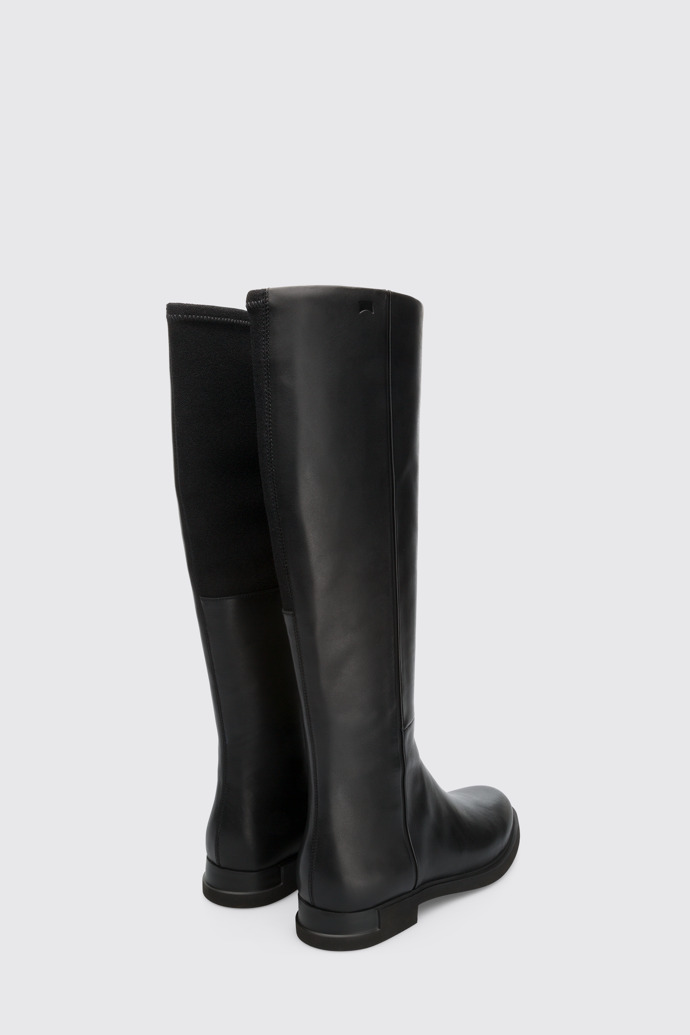 Back view of Iman Black Boots for Women