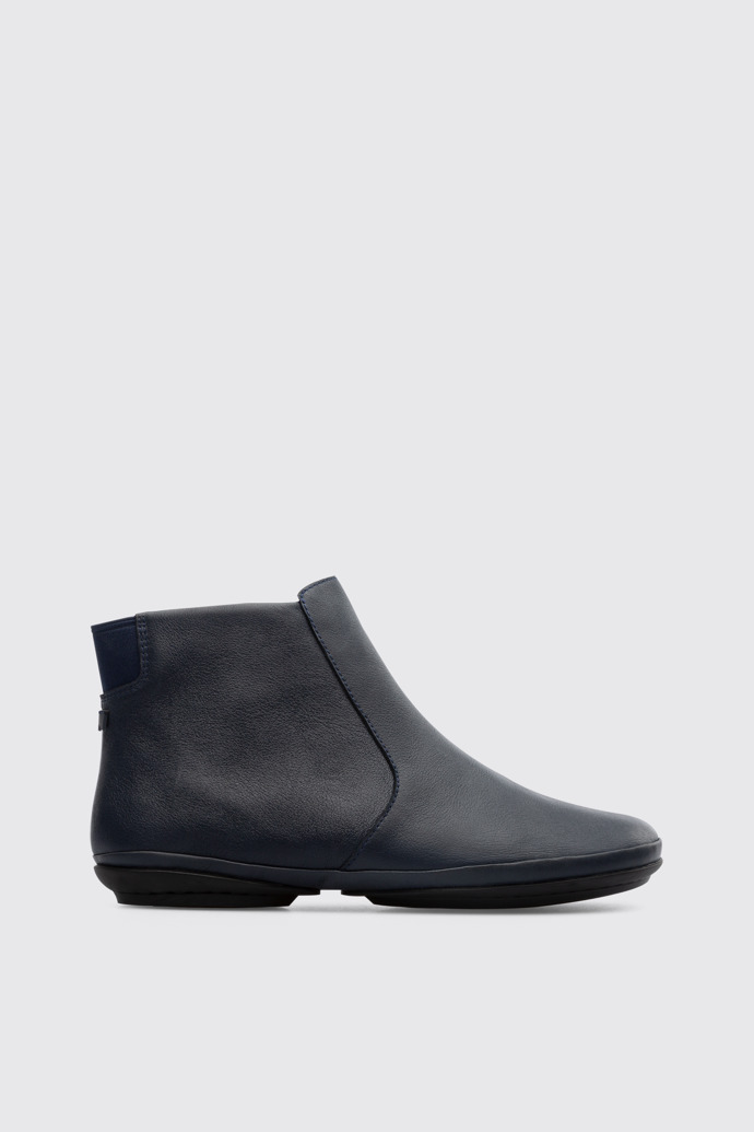 Side view of Right Blue ankle boot for women
