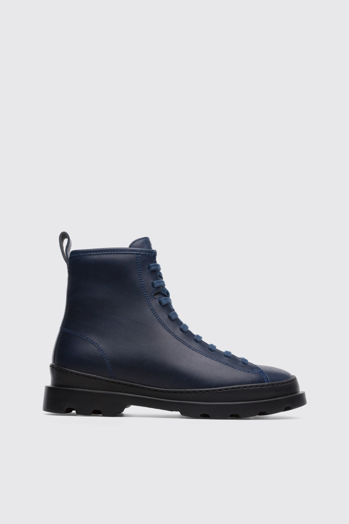 Side view of Brutus Dark blue medium lace boot for women