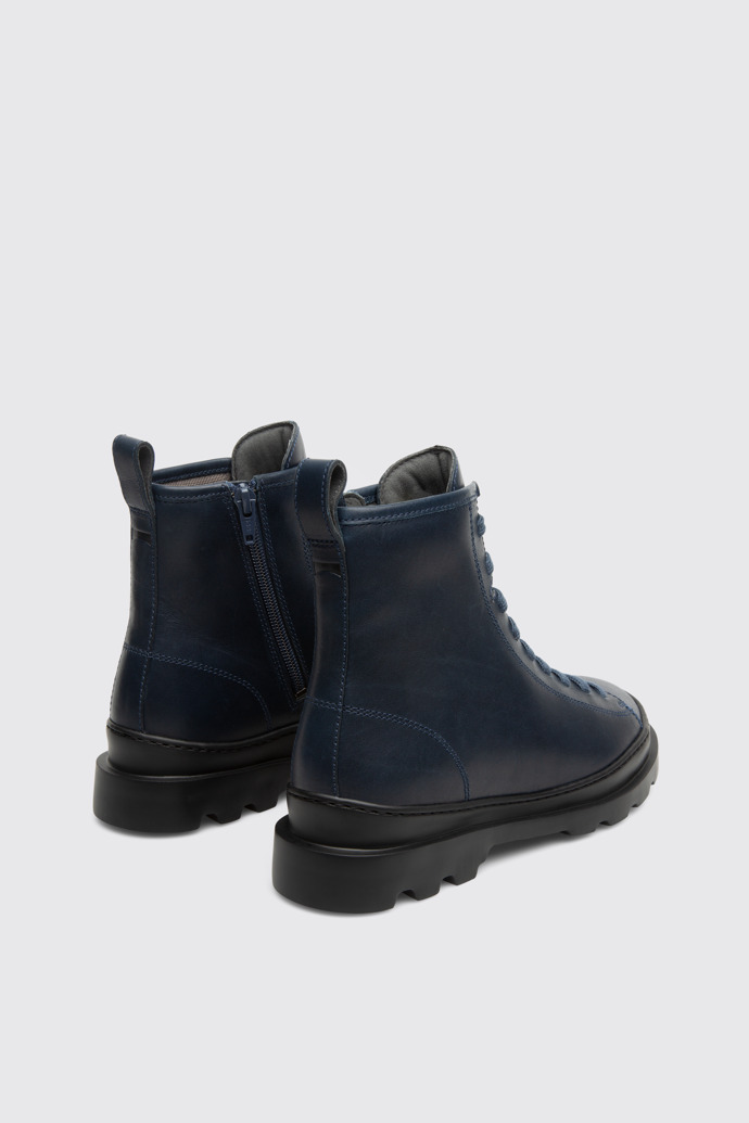 Back view of Brutus Dark blue medium lace boot for women