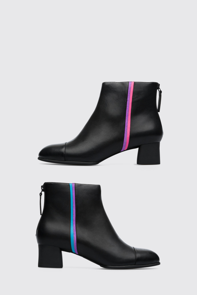 Side view of Twins Black women's ankle boots