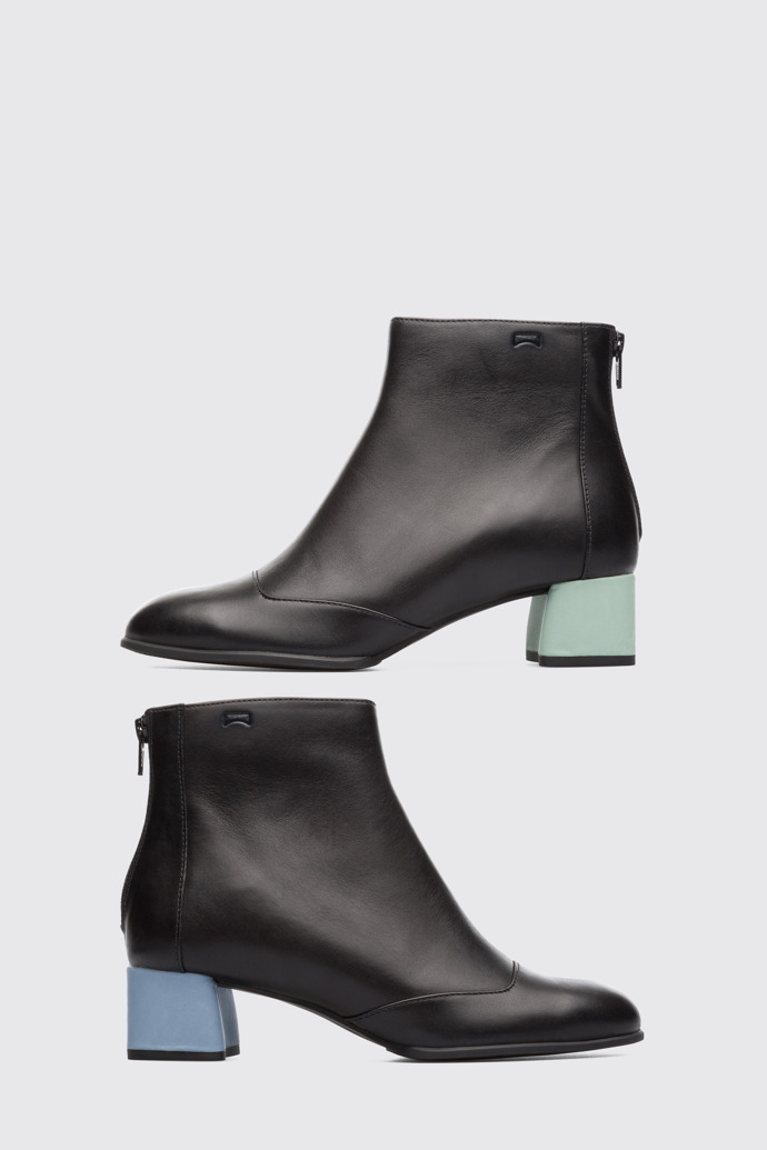 Side view of Twins Black Ankle Boots for Women