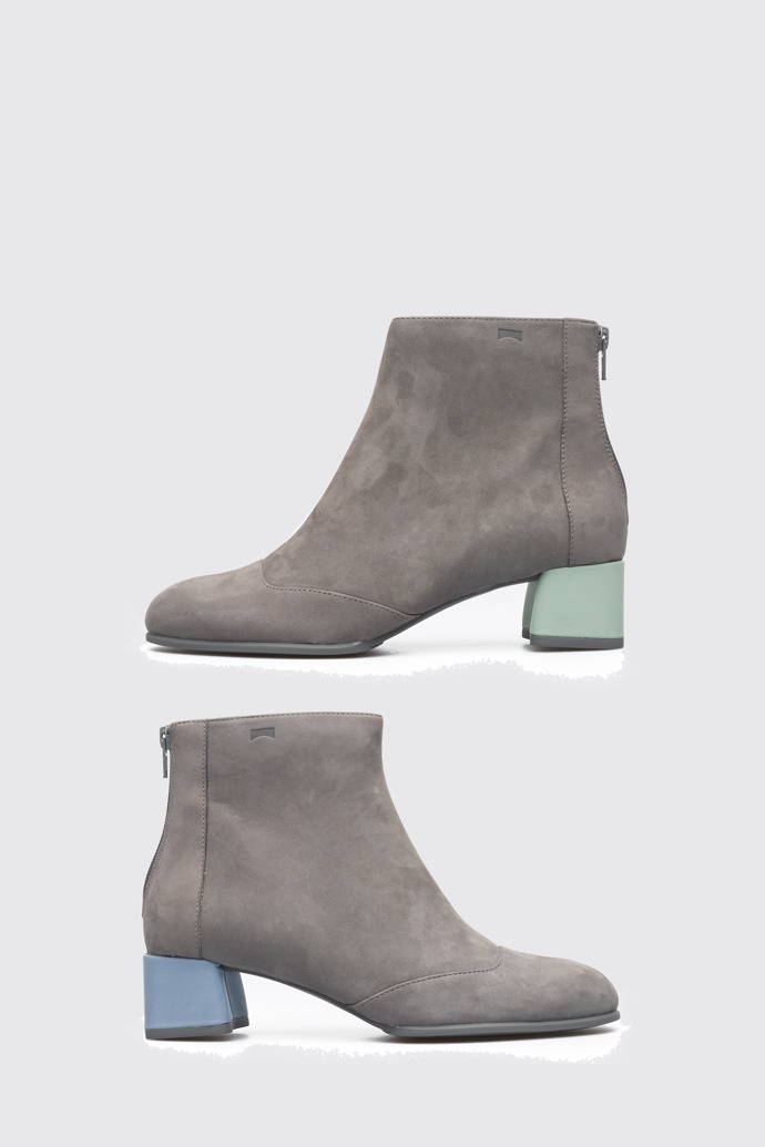 Side view of Twins Grey Ankle Boots for Women