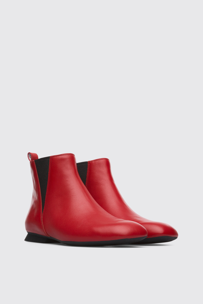 Front view of Casi Myra Red Ankle Boots for Women