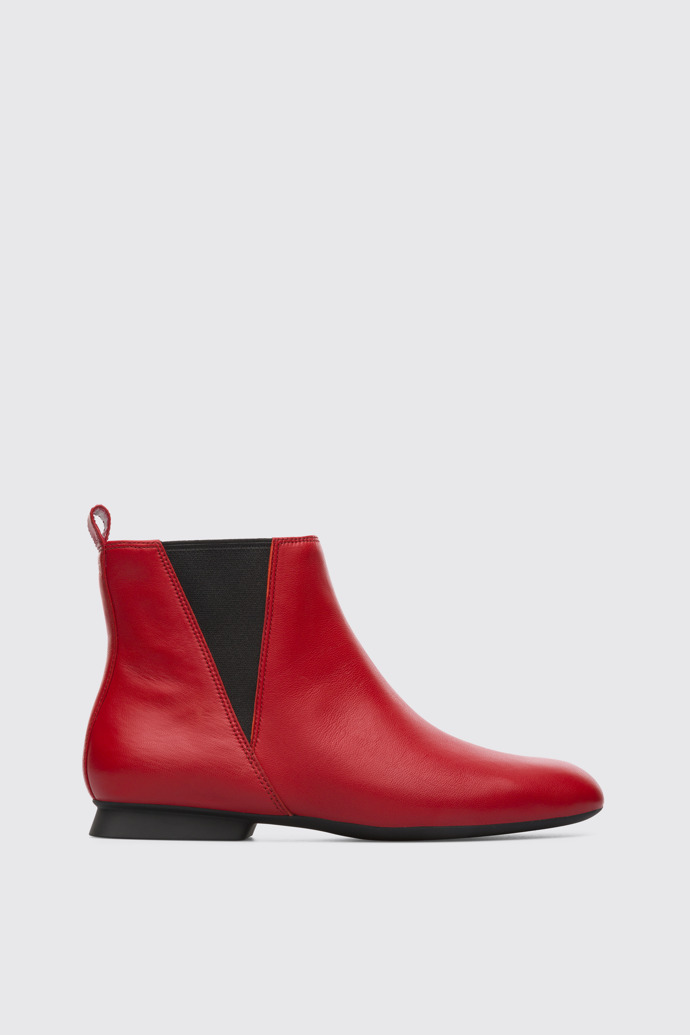 Side view of Casi Myra Red Ankle Boots for Women