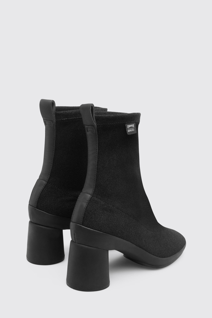 Back view of Upright Waterproof black mid boot for women